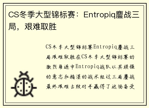 CS冬季大型锦标赛：Entropiq鏖战三局，艰难取胜