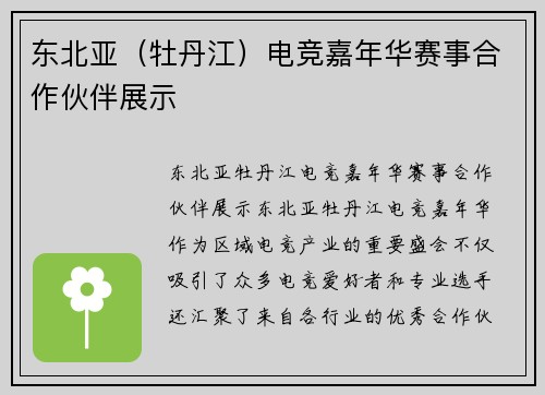 东北亚（牡丹江）电竞嘉年华赛事合作伙伴展示